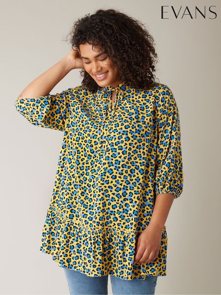 Evans Tie-Neck Frilled Hem Tunic (F26631) | €21