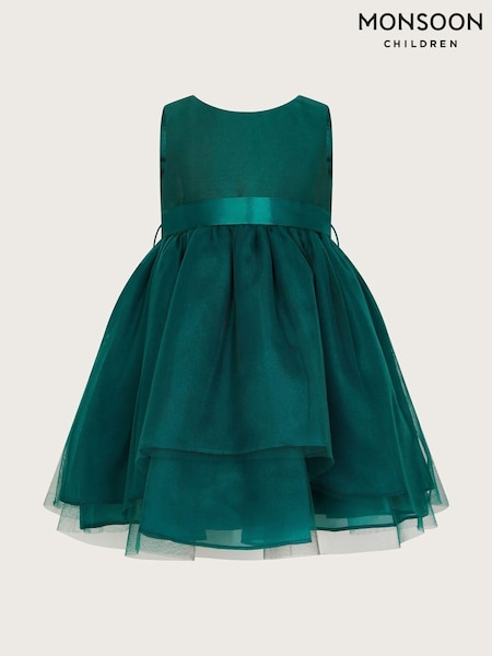 Monsoon Green Baby Olivia Organza Bow Dress (F26723) | AED355 - AED391