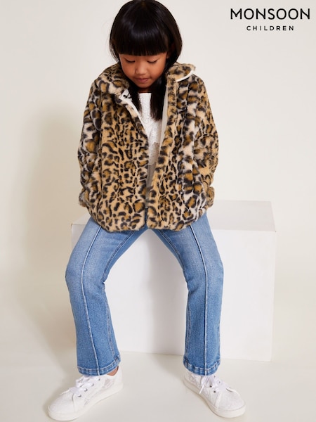 Monsoon Brown Leopard Print Faux Fur Coat (F26725) | AED142 - AED177
