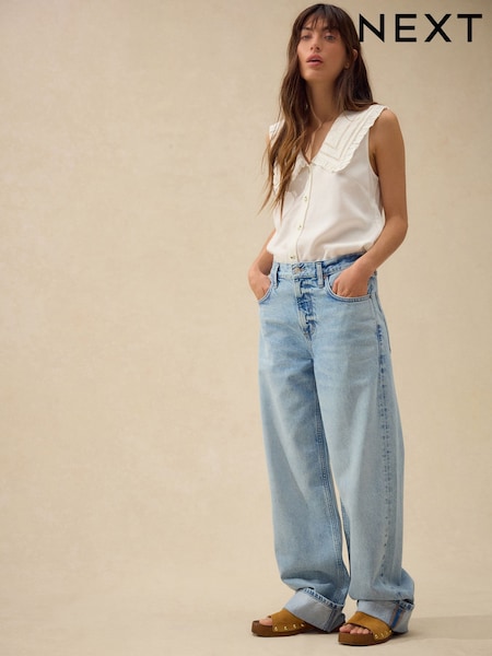 Bleach-Waschung - Boyfriend Turn Up Jeans (F26741) | 61 €
