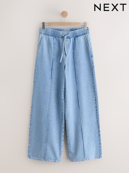 Decolorat - Pintuck Wide Leg Denim Joggers (F26747) | 224 LEI