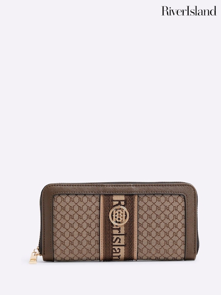 River Island Brown Monogram Stripe Purse (F26766) | AED105