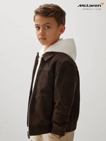 Reiss Rally Unisex Fit McLaren F1 Team Suede Bomber Jacket (F26768) | ‏1,066 د.إ.‏
