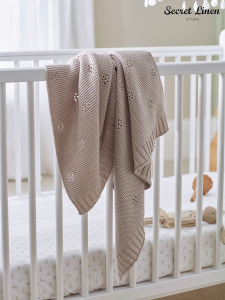 Secret Linen Store Mink Baby Bailey 100% Organic Cotton Knitted Blanket (F26818) | 7,670 ISK