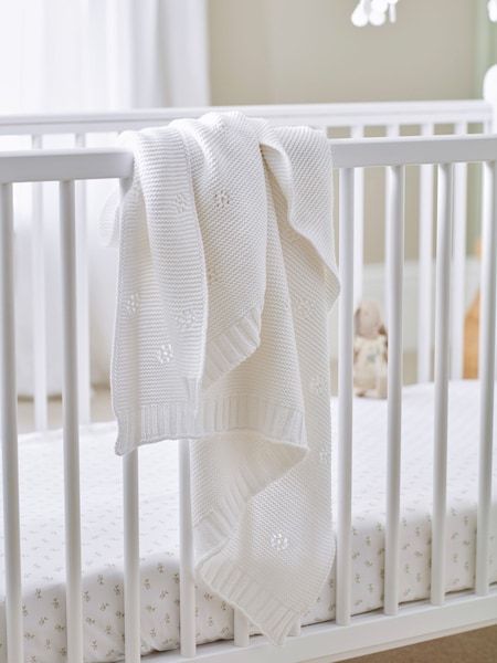 Secret Linen Store White Baby Bailey 100% Organic Cotton Knitted Blanket (F26820) | 7,670 ISK