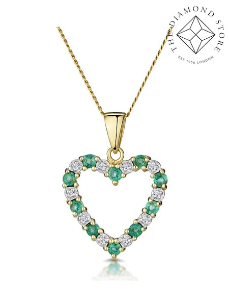 The Diamond Store Natural 0.54CT And Diamond Heart Pendant Necklace in 9K Yellow Gold (F26827) | €356