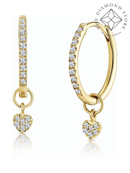 The Diamond Store 9K Yellow Gold Stellato 0.11ct Diamond Encrusted Hoop Heart Earrings (F26833) | €510