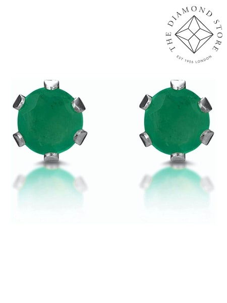 The Diamond Store 9K White Gold Emerald Studded 3 x 3mm Earrings (F26834) | €178