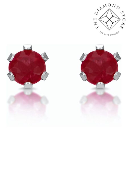 The Diamond Store 9K White Gold 3 x 3mm Ruby Stud Earrings (F26844) | €178