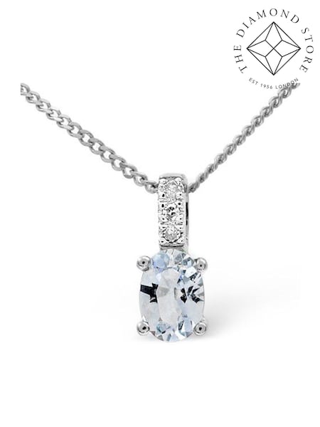 The Diamond Store Blue 0.34CT And Diamond Pendant Necklace in 9K White Gold (F26846) | €185