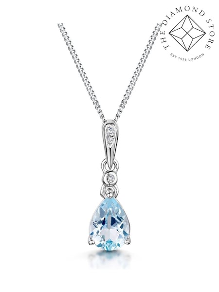 The Diamond Store 9K White Gold Blue Topaz Stellato Collection Diamond Necklace (F26852) | €228