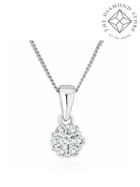 The Diamond Store 9K White Gold 0.25ct H/Si Lab Diamond Cluster Pendant Necklace (F26853) | €287