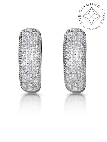 The Diamond Store 925 Silver Lab Diamond Pave 0.33ct Huggie Earrings (F26854) | €407