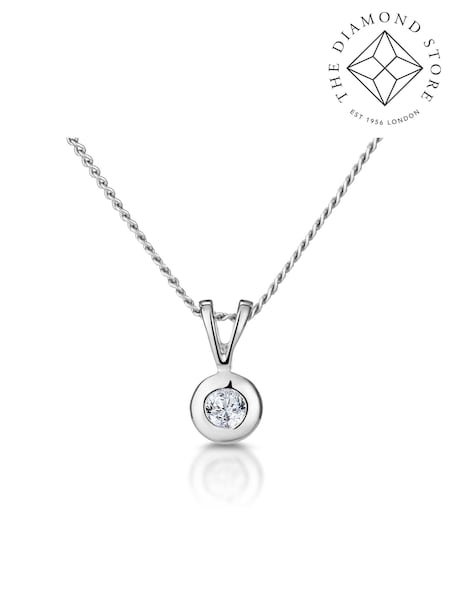 The Diamond Store 9K White Gold 0.05ct Diamond Solitaire Pendant Necklace (F26856) | €250