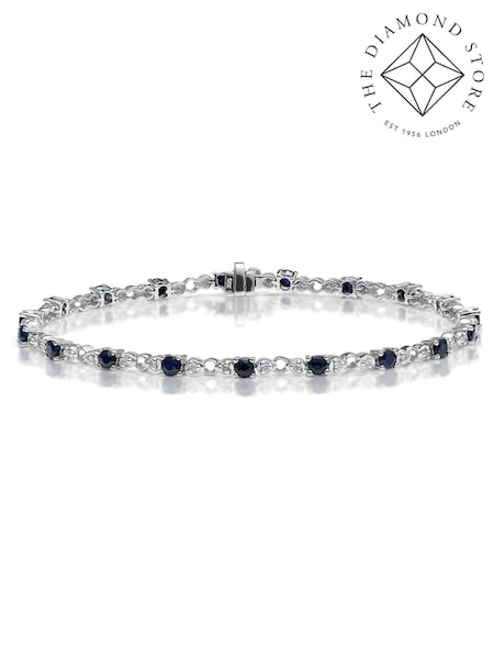 The Diamond Store Blue Sapphire and Lab Diamond Tennis Bracelet in 925 Silver (F26862) | €407