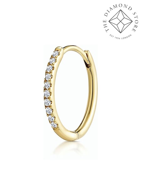 The Diamond Store 9K Gold Single Stellato 0.09ct Diamond Encrusted Hoop Earrings (F26867) | €203