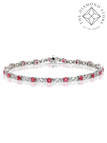The Diamond Store Red Ruby and Lab Diamond Tennis Bracelet in 925 Silver (F26868) | €300