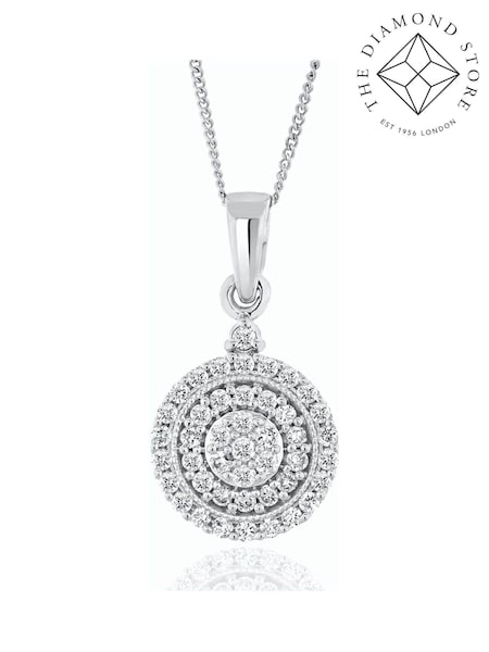 The Diamond Store 9K White Gold Triple Halo 0.50ct H/Si Lab Diamond Pendant Necklace (F26872) | €632