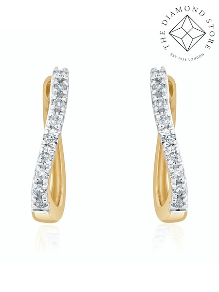 The Diamond Store 9K Gold 0.11ct Diamond Hoop Earrings (F26875) | €402