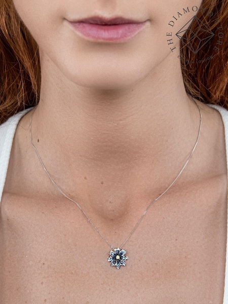 The Diamond Store 9K White Gold Blue and Yellow Sapphire Diamond Pendant Necklace (F26880) | €445