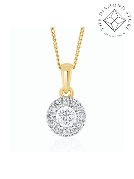 The Diamond Store 9K Gold 0.25ct H/Si Lab Diamond Halo Pendant Necklace (F26882) | €344