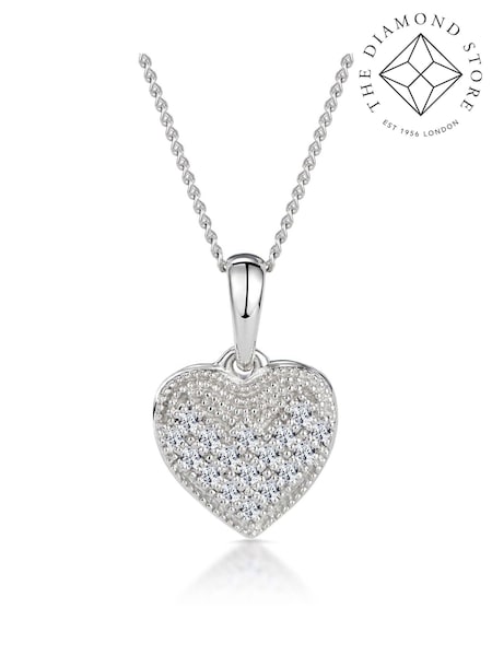 The Diamond Store 9K White Gold 0.09ct Heart Pendant Necklace (F26885) | €253
