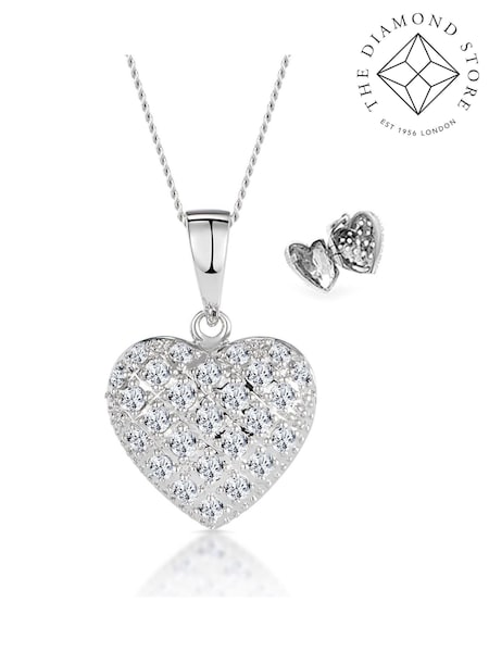 The Diamond Store White Lab Diamond 0.50ct in 925 Silver Heart Pendant Necklace (F26887) | €364