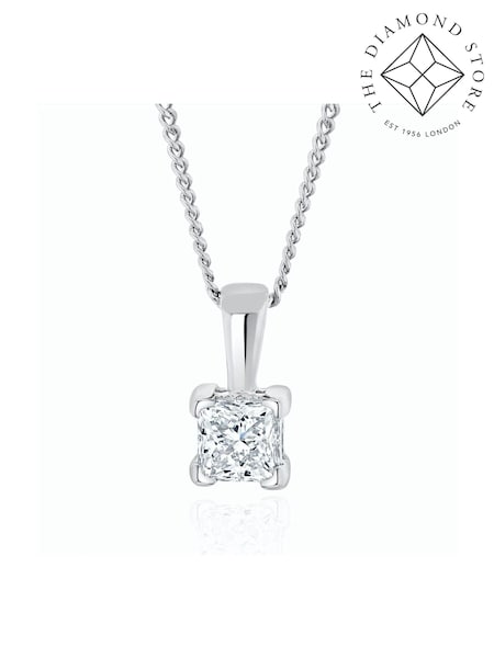 The Diamond Store 9K White Gold 0.25ct Lab Diamond Princess Cut Solitaire Necklace (F26890) | €313