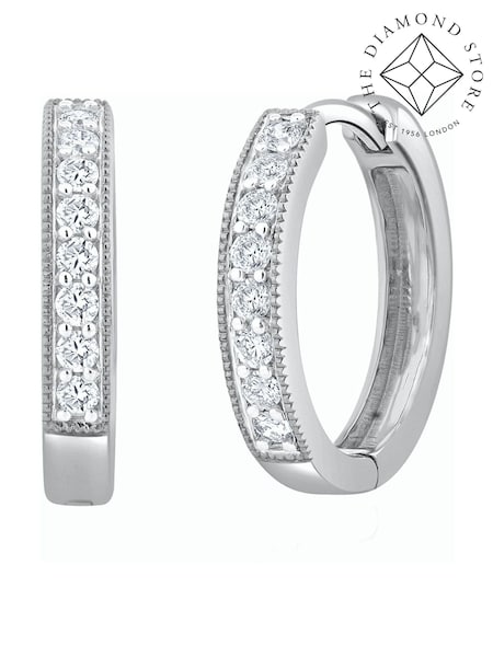 The Diamond Store 9K White Gold 0.25ct H/Si Lab Diamond Pave Set Hoop Earrings (F26892) | €594
