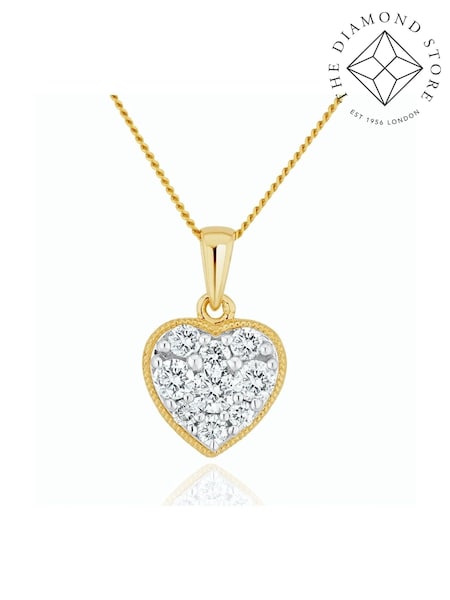 The Diamond Store 9K Yellow Gold 0.50ct H/Si Lab Diamond Pave Heart Pendant Necklace (F26896) | €543
