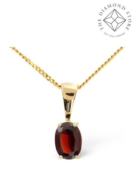 The Diamond Store 9K Gold 7mm x 5mm Garnet Pendant Necklace (F26898) | €203