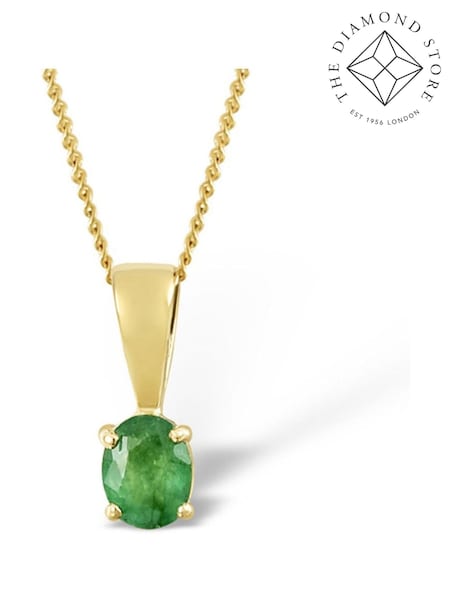 The Diamond Store Green Emerald 0.33CT 9K Yellow Gold Pendant Necklace (F26899) | €253