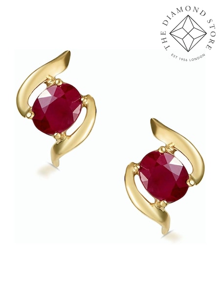 The Diamond Store Red Ruby 0.73CT 9K Yellow Gold Earrings (F26902) | €293