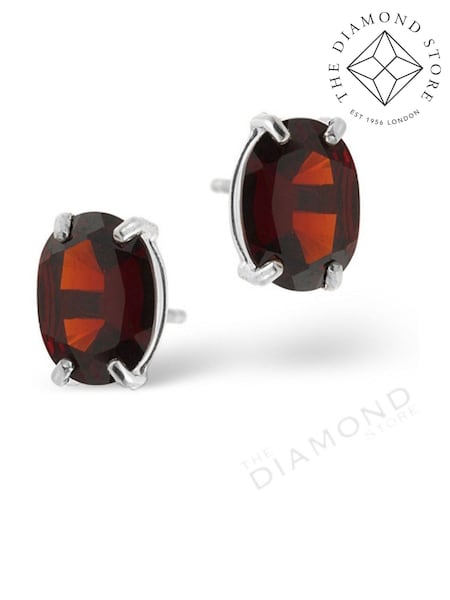 The Diamond Store 9K White Gold Red Garnet 7 x 5mm Earrings (F26904) | €210