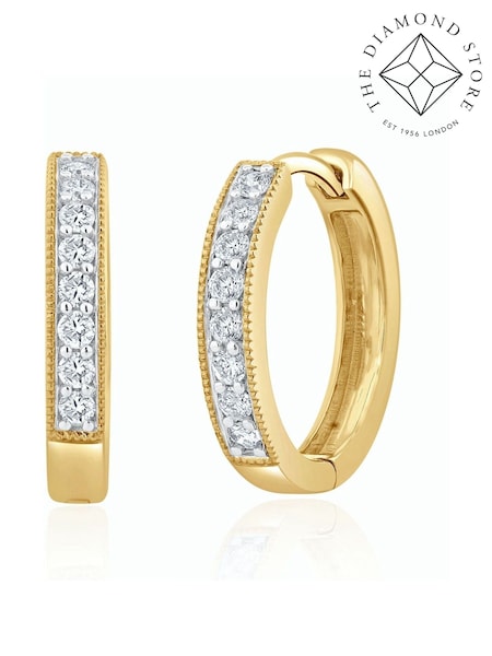The Diamond Store 9K Yellow Gold 0.25ct H/Si Lab Diamond Pave Set Hoop Earrings (F26919) | €594
