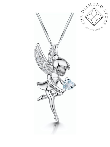 The Diamond Store 9K White Gold Pixie Aquamarine and Diamond Stellato Pendant Necklace (F26922) | €395