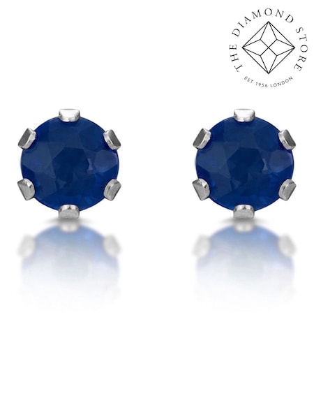 The Diamond Store 9K White Gold Blue Sapphire 3mm Stud Earrings (F26925) | €178