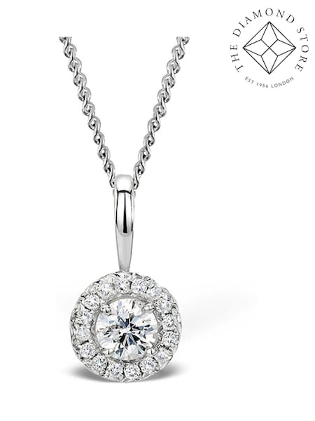 The Diamond Store Natural Ella 0.30ct Halo Lab Diamond and 9K White Gold Pendant (F26928) | €376