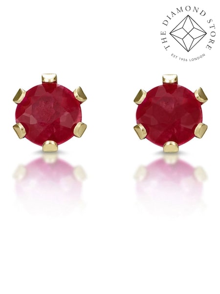 The Diamond Store 9K Yellow Gold Ruby Studded 3 x 3mm Earrings (F26929) | €178