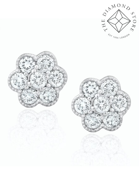 The Diamond Store 9K White 0.50ct Lab Diamond Cluster Flower Earrings Set (F26937) | €479