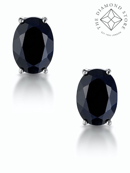 The Diamond Store 9K White Gold Blue Sapphire 7mm x 5mm Earrings (F26939) | €253