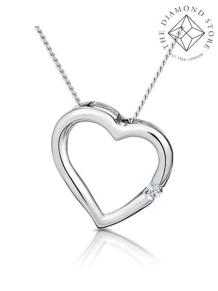 The Diamond Store 9K White Gold 0.03ct Diamond Heart Pendant Necklace (F26947) | €236