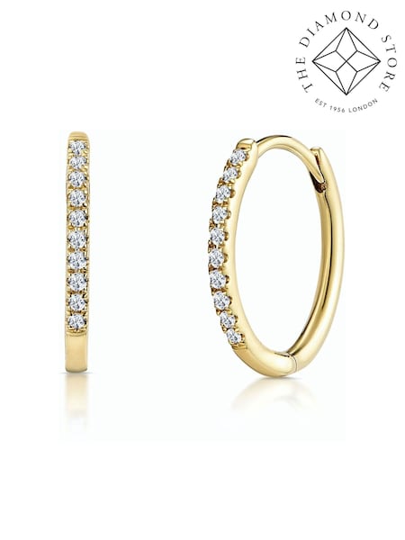 The Diamond Store 9K Gold Stellato 0.09ct Diamond Encrusted Hoop Earrings (F26949) | €370