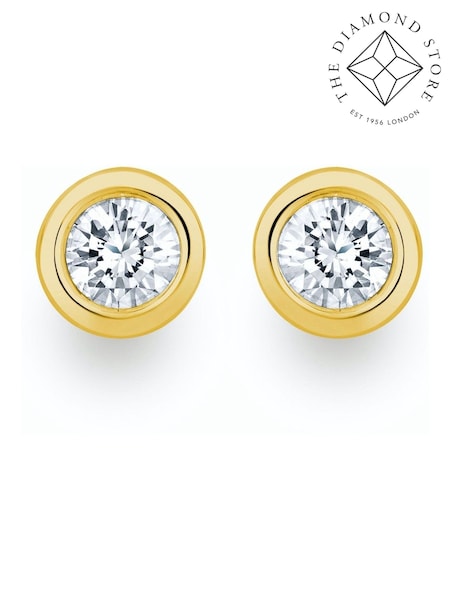 The Diamond Store 9K Yellow Gold 0.30ct Lab Diamond Rub Over Stud Earrings - 5.2mm (F26953) | €287