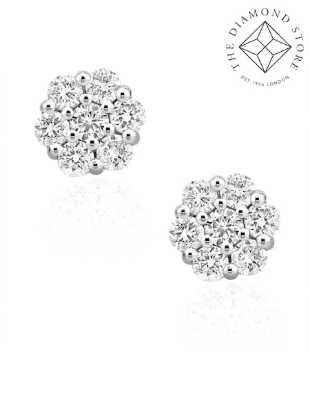 The Diamond Store 9K White Gold 0.50ct H/SI Quality Lab Diamond Cluster Earrings (F26954) | €407