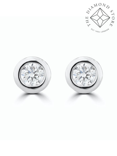 The Diamond Store Natural 0.20ct Lab Diamond Rub Over Stud Earrings in 9K White Gold4.6mm (F26955) | €228