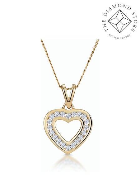 The Diamond Store White Diamond Heart Necklace 0.20ct Channel Set in 9K Gold Tone (F26959) | €395