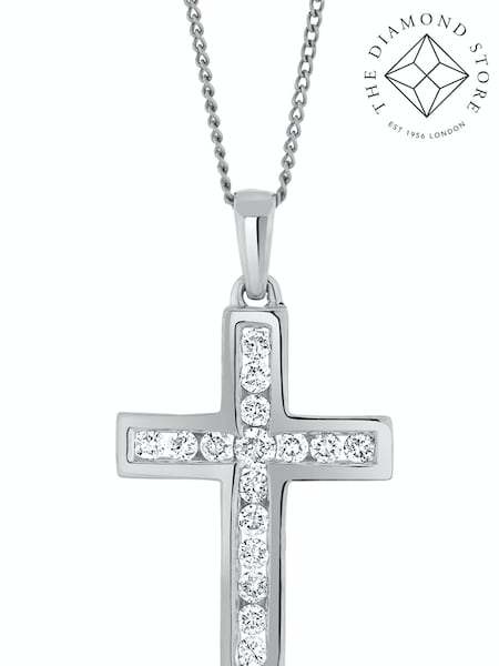 The Diamond Store 9K White Gold 0.25ct H/Si Lab Diamond Cross Necklace (F26965) | €407