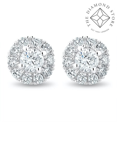 The Diamond Store 9K White Gold 0.50ct H/Si Halo Lab Diamond Earrings (F26969) | €522