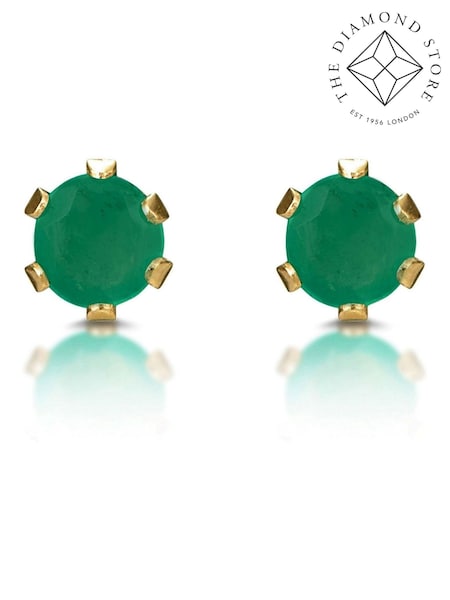 The Diamond Store 9K Yellow Gold Emerald Studded 3 x 3mm Earrings (F26975) | €178